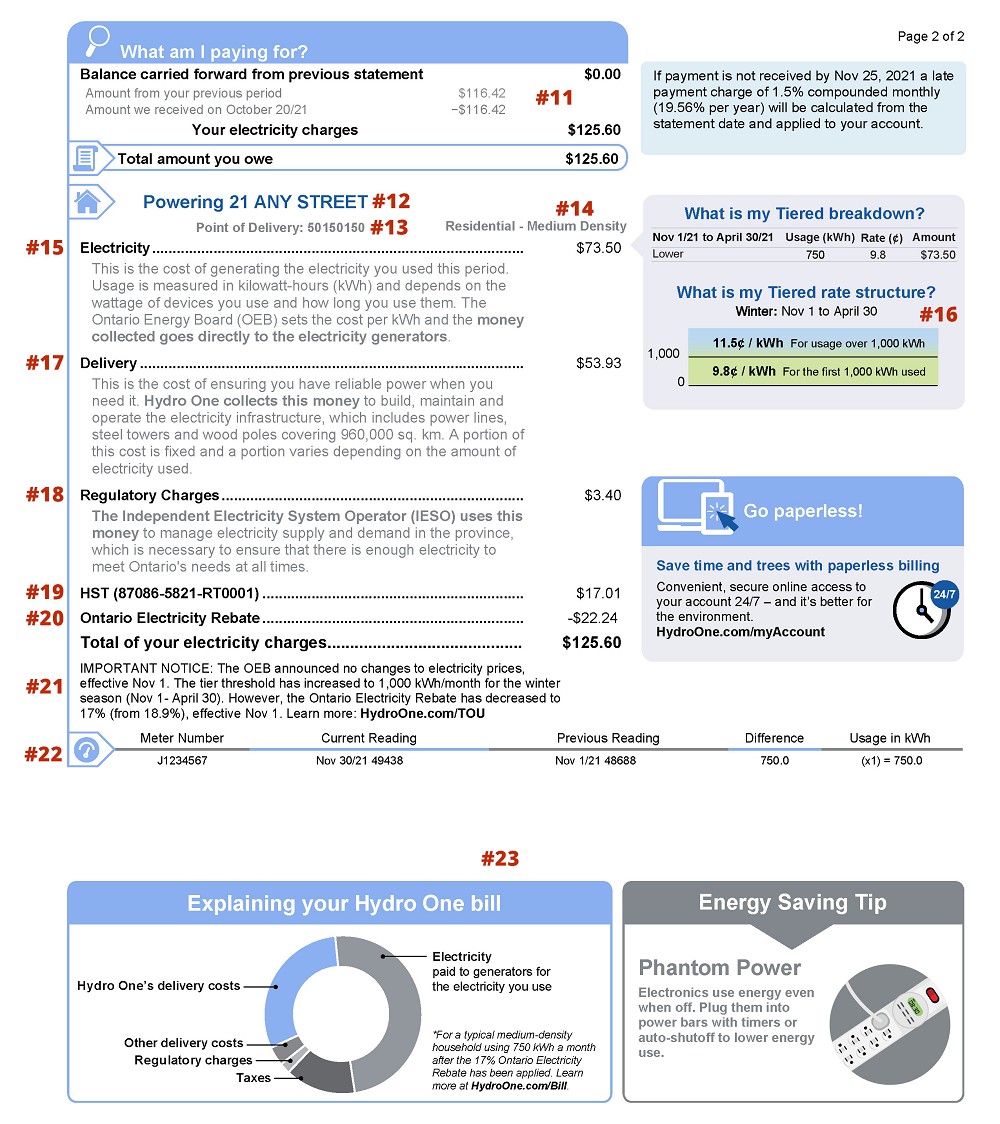 What am I paying for, billing information sheet